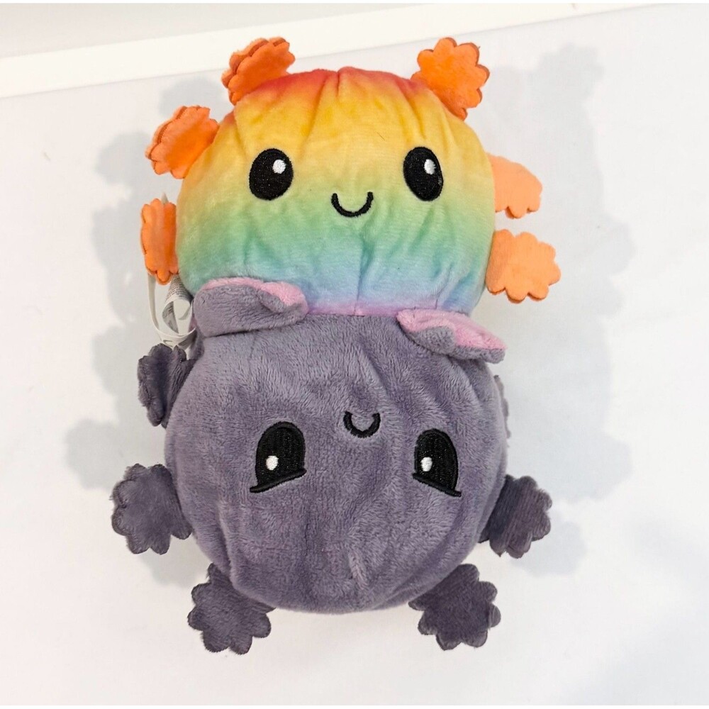 TeeTurtle The Original Reversible Axolotl Plushie Gray and Rainbow